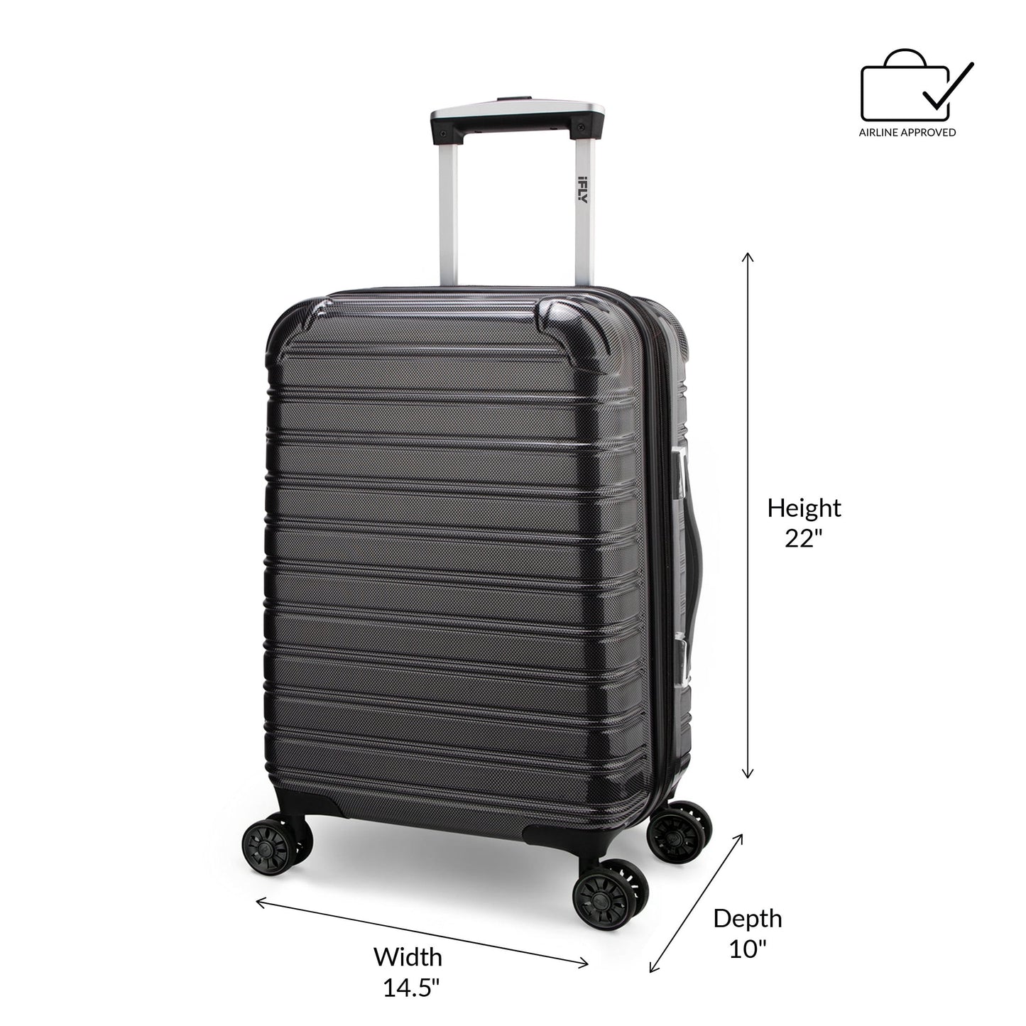(3 Pack) Hardside Fibertech Luggage 28" Checked Luggage, Black