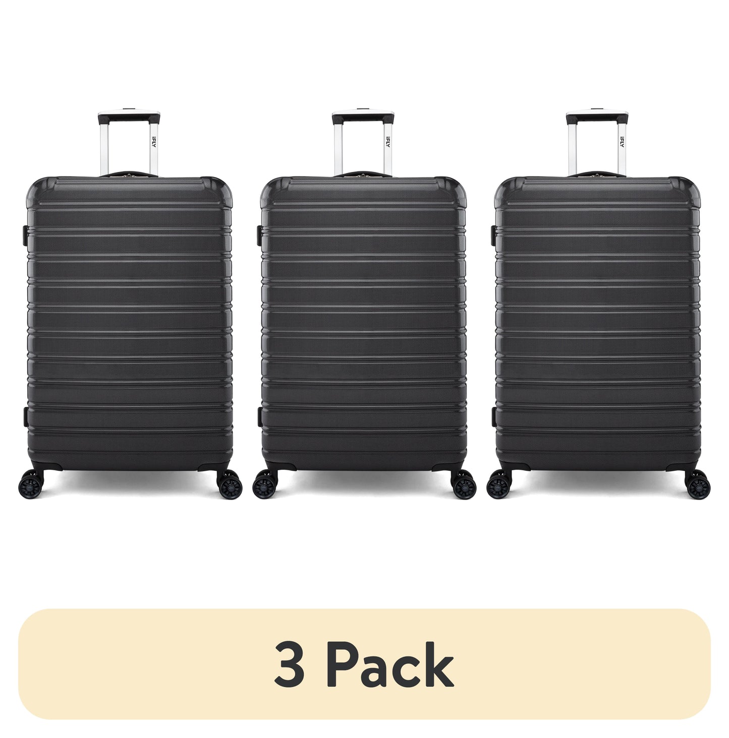 (3 Pack) Hardside Fibertech Luggage 28" Checked Luggage, Black