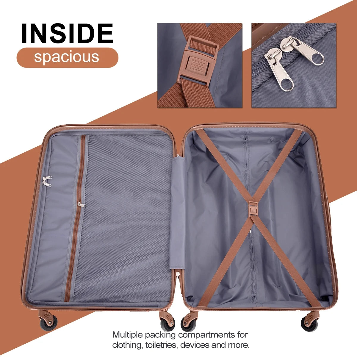 Luggage Set 3 Piece Hardside Suitcase TSA Lock Spinner Wheels Hardshell Luggage with Duffel Bag.(Black)