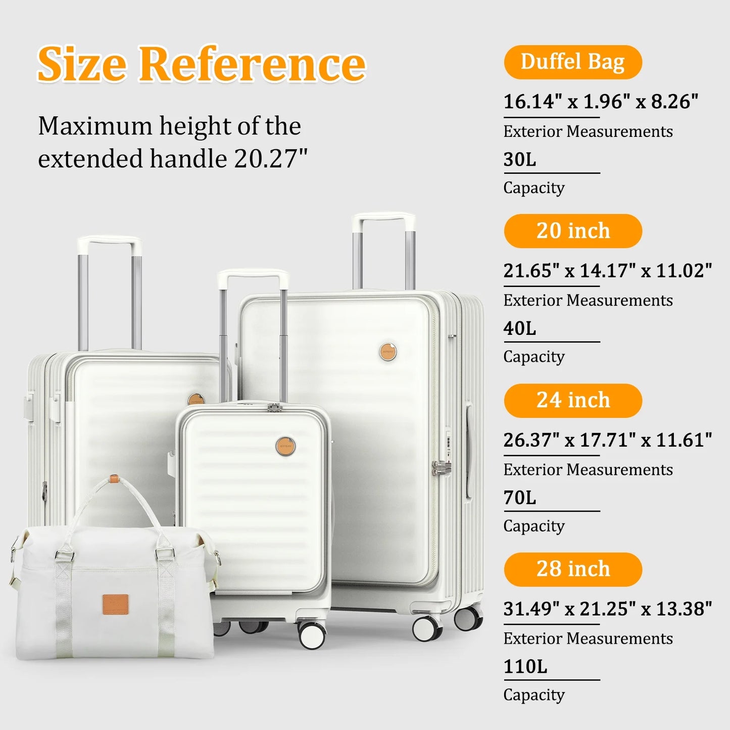 4 Luggage Sets PC Hardside Spinner Luggage -(Expandable Suitcase20"24")28-In Checked Luggage