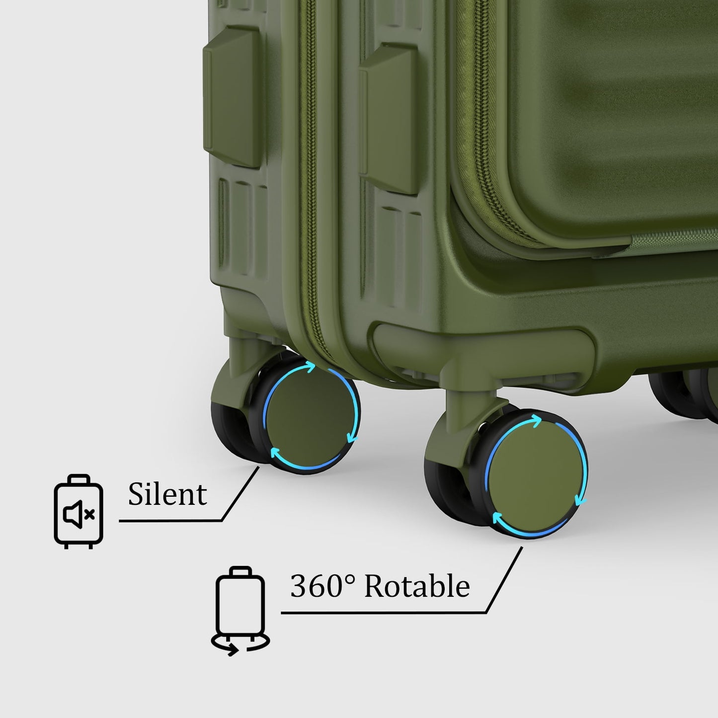 4 Luggage Sets PC Hardshell Front-Opening Spinner Luggage Set – Lightweight, Durable & TSA-Approved (Green)