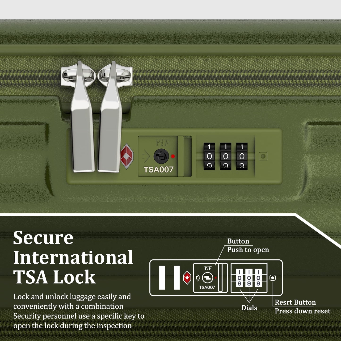 4 Luggage Sets PC Hardshell Front-Opening Spinner Luggage Set – Lightweight, Durable & TSA-Approved (Green)