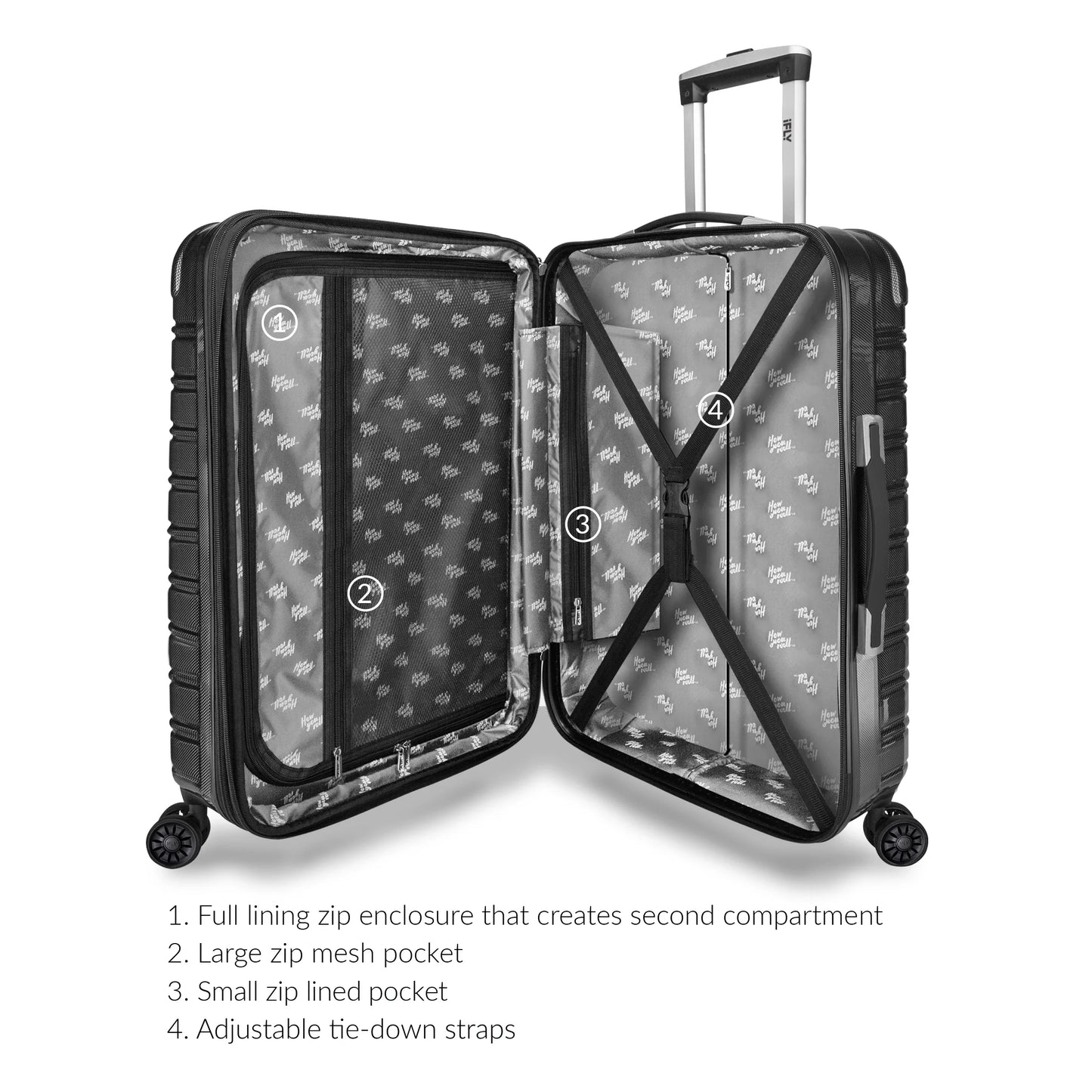 (3 Pack) Hardside Fibertech Luggage 28" Checked Luggage, Black