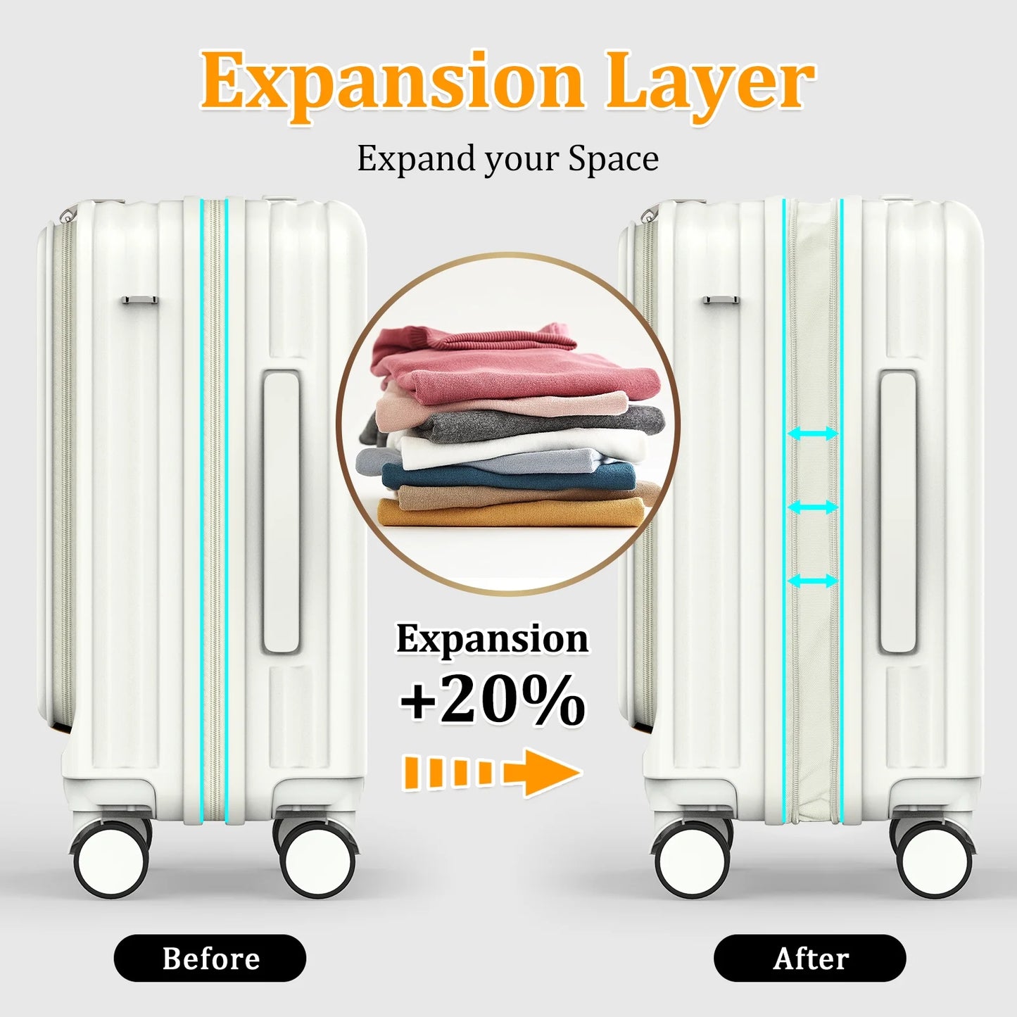 4 Luggage Sets PC Hardside Spinner Luggage -(Expandable Suitcase20"24")28-In Checked Luggage