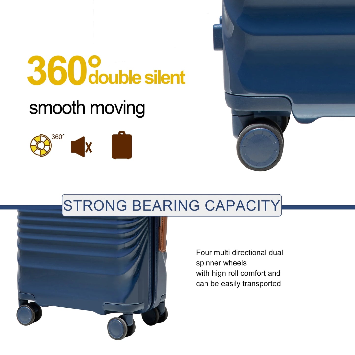 Hardshell Carry on Luggage Hardside Lightweight Suitcase with TSA Lock Spinner Wheels. (Blue)