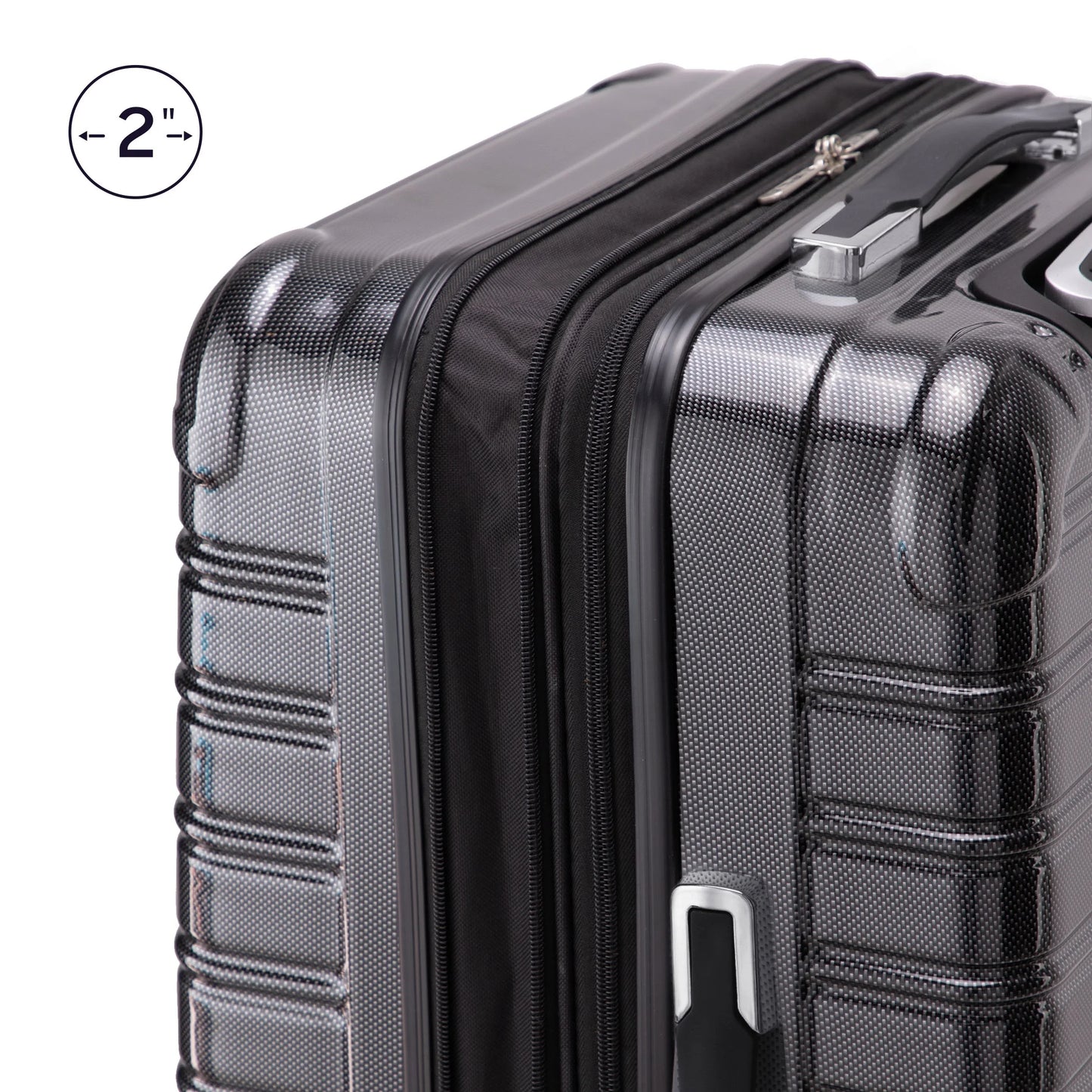 (3 Pack) Hardside Fibertech Luggage 28" Checked Luggage, Black