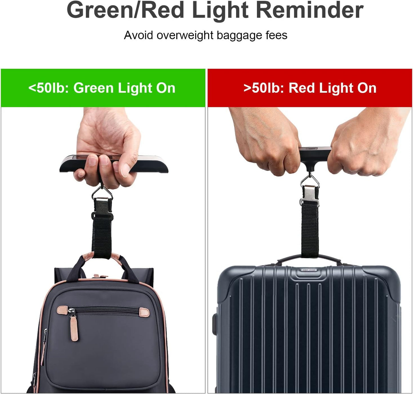 Luggage Scale, Portable Digital Hanging Baggage Scale for Travel, Suitcase Weight Scale with Rubber Paint, 110 Pounds, Battery Included