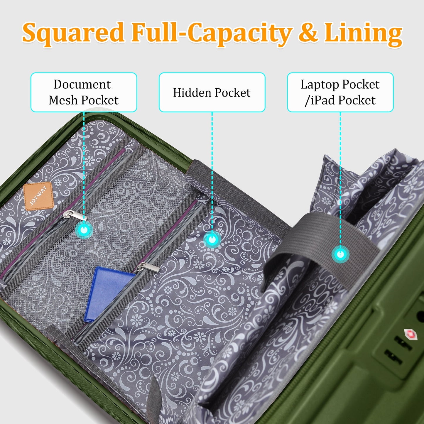 4 Luggage Sets PC Hardshell Front-Opening Spinner Luggage Set – Lightweight, Durable & TSA-Approved (Green)