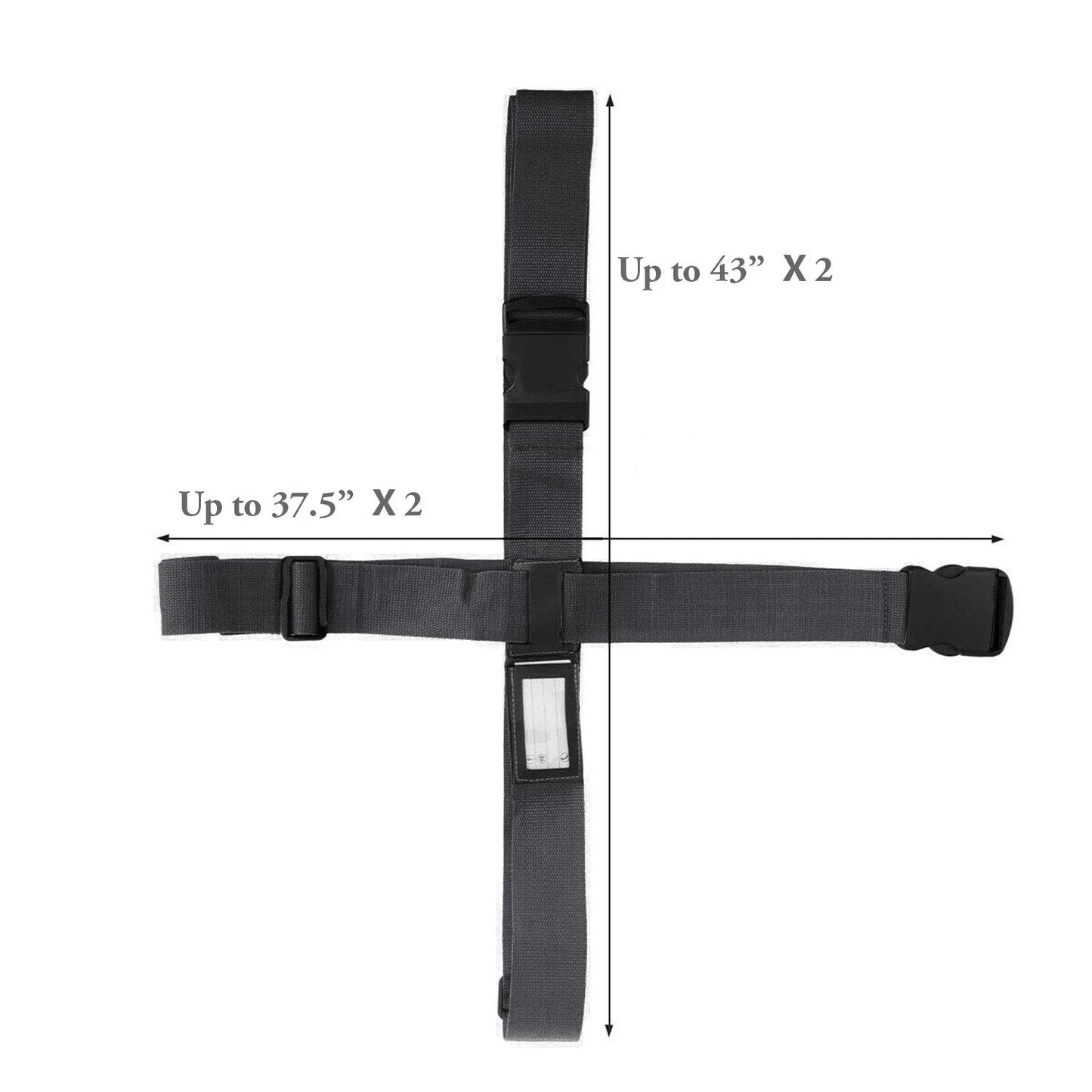 Adjustable Luggage Strap Suitcase Baggage Packing Belt Travel Accessories Long Cross Strap (Black)
