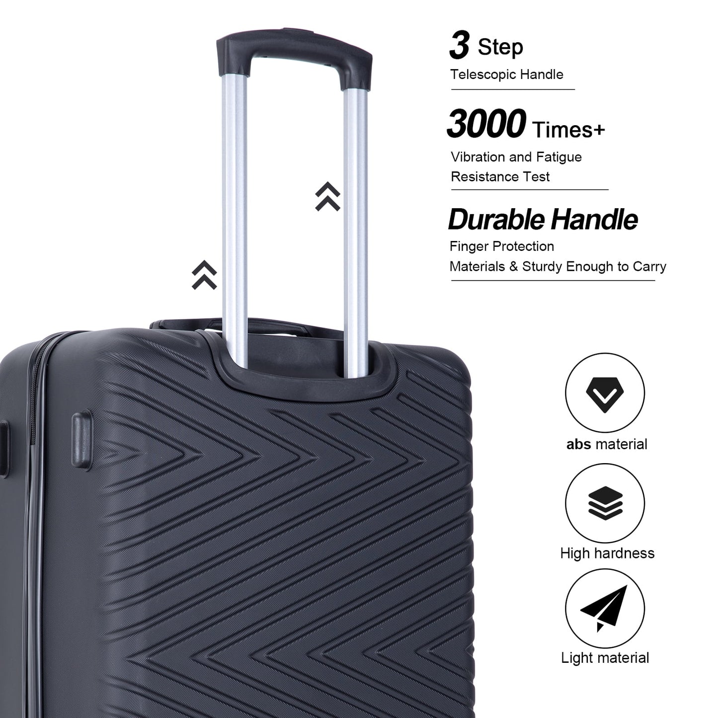 4 Piece Hardshell Luggage Set Hardside Lightweight Suitcase with TSA Lock Spinner Wheels.(Black)