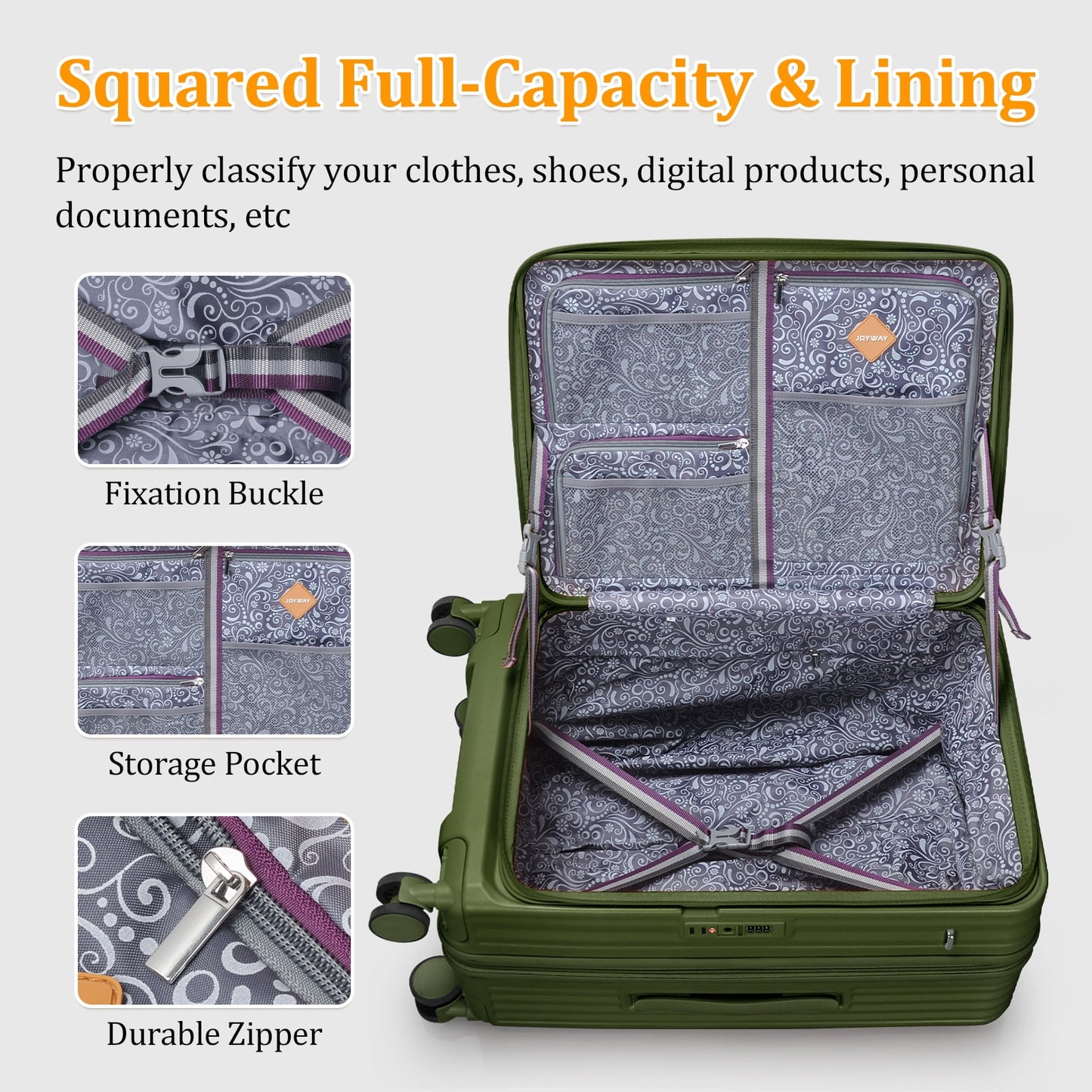 4 Luggage Sets PC Hardshell Front-Opening Spinner Luggage Set – Lightweight, Durable & TSA-Approved (Green)