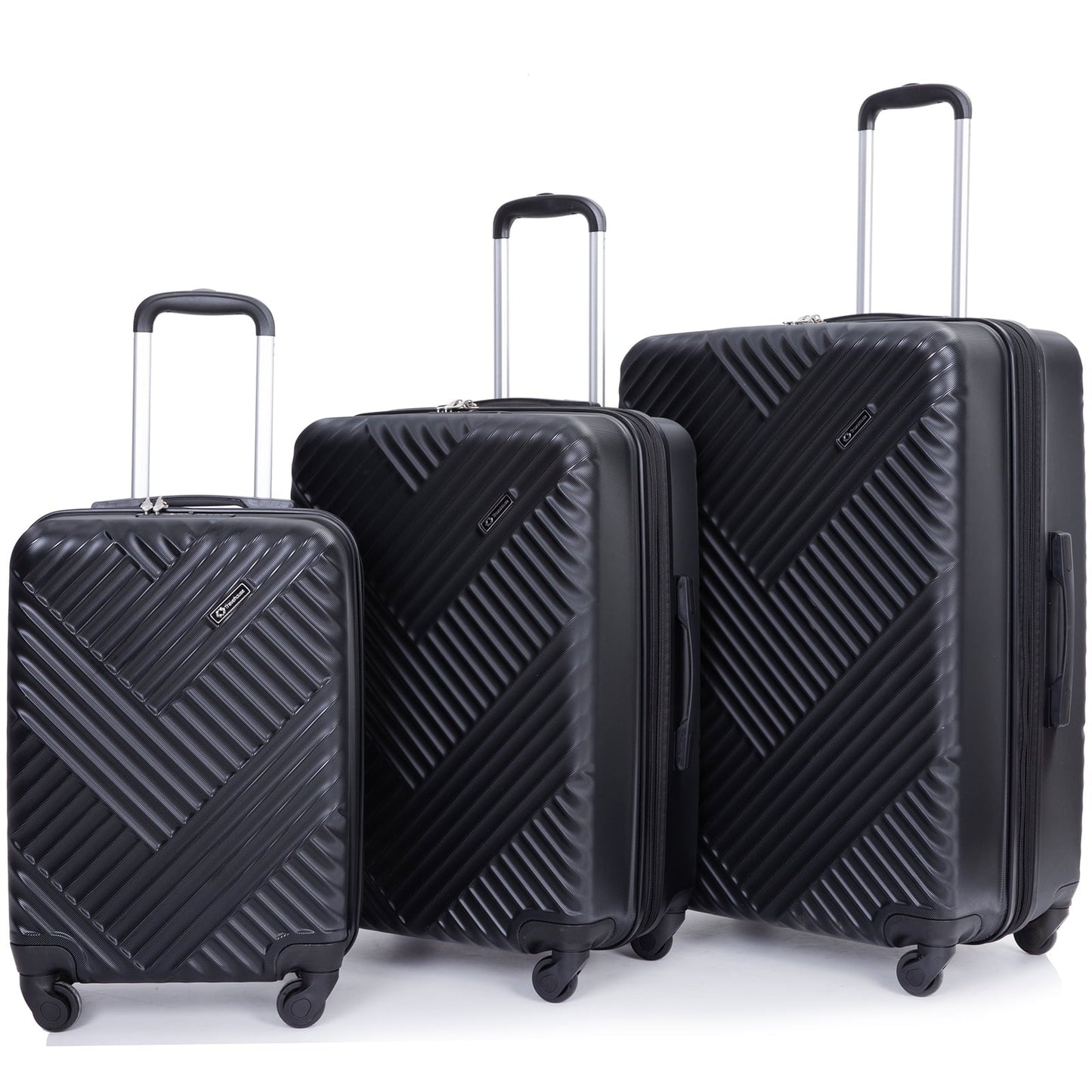 5 Piece Hardside Luggage Set Hardshell Expandable Lightweight Suitcase TSA Lock Spinner Wheels with Duffel Bag.(Black)