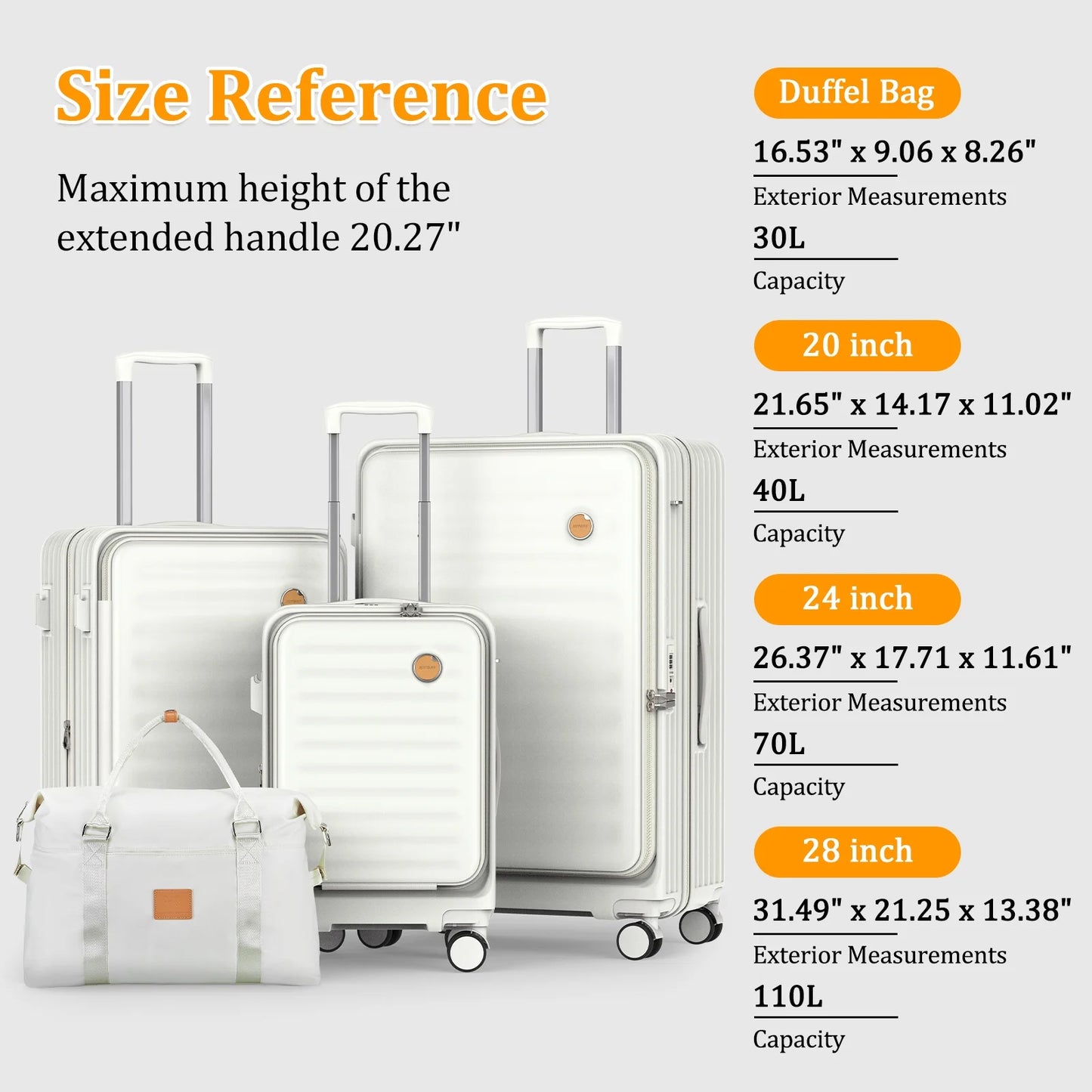 4 Luggage Sets PC Hardside Spinner Luggage -(Expandable Suitcase20"24")28-In Checked Luggage