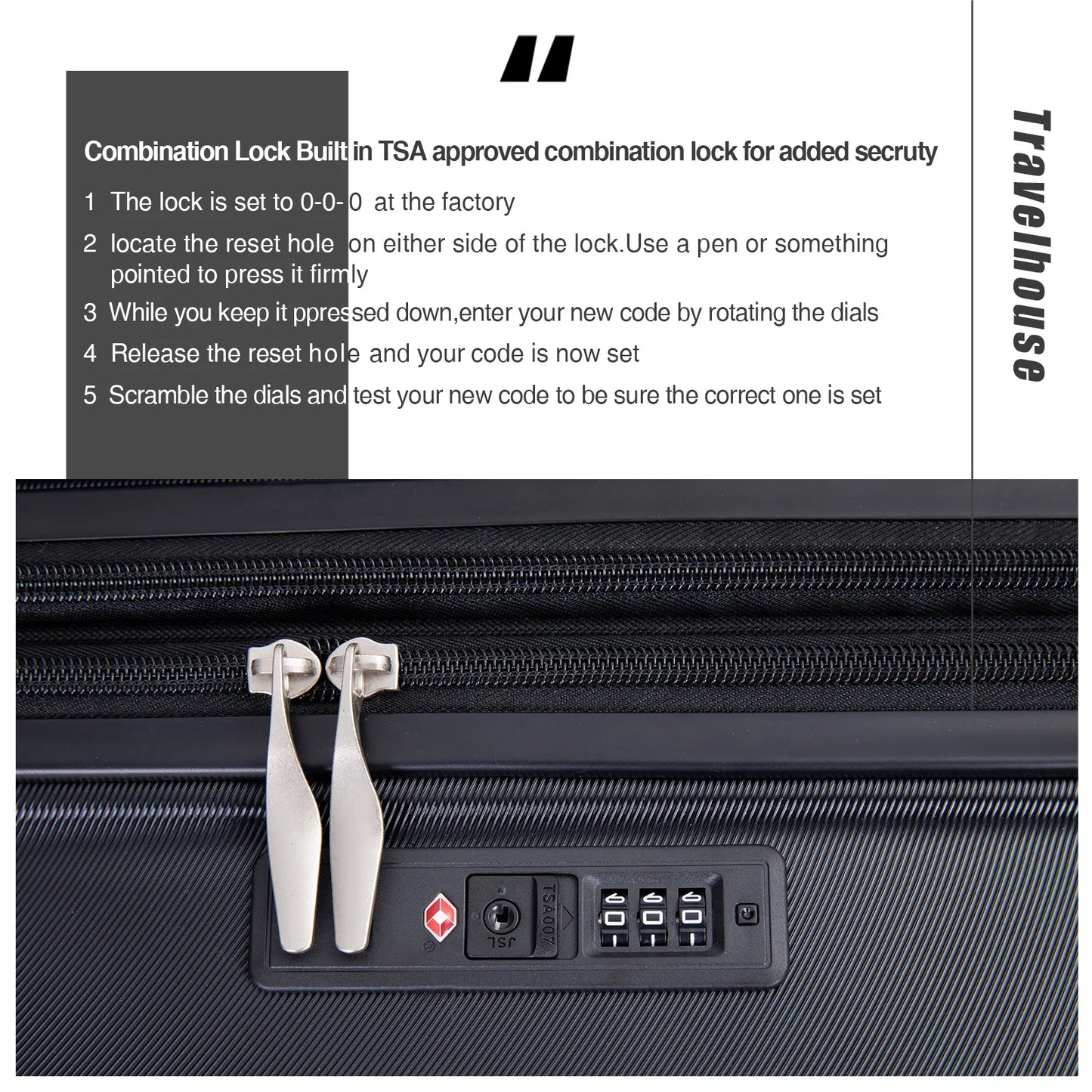 5 Piece Hardside Luggage Set Hardshell Expandable Lightweight Suitcase TSA Lock Spinner Wheels with Duffel Bag.(Black)
