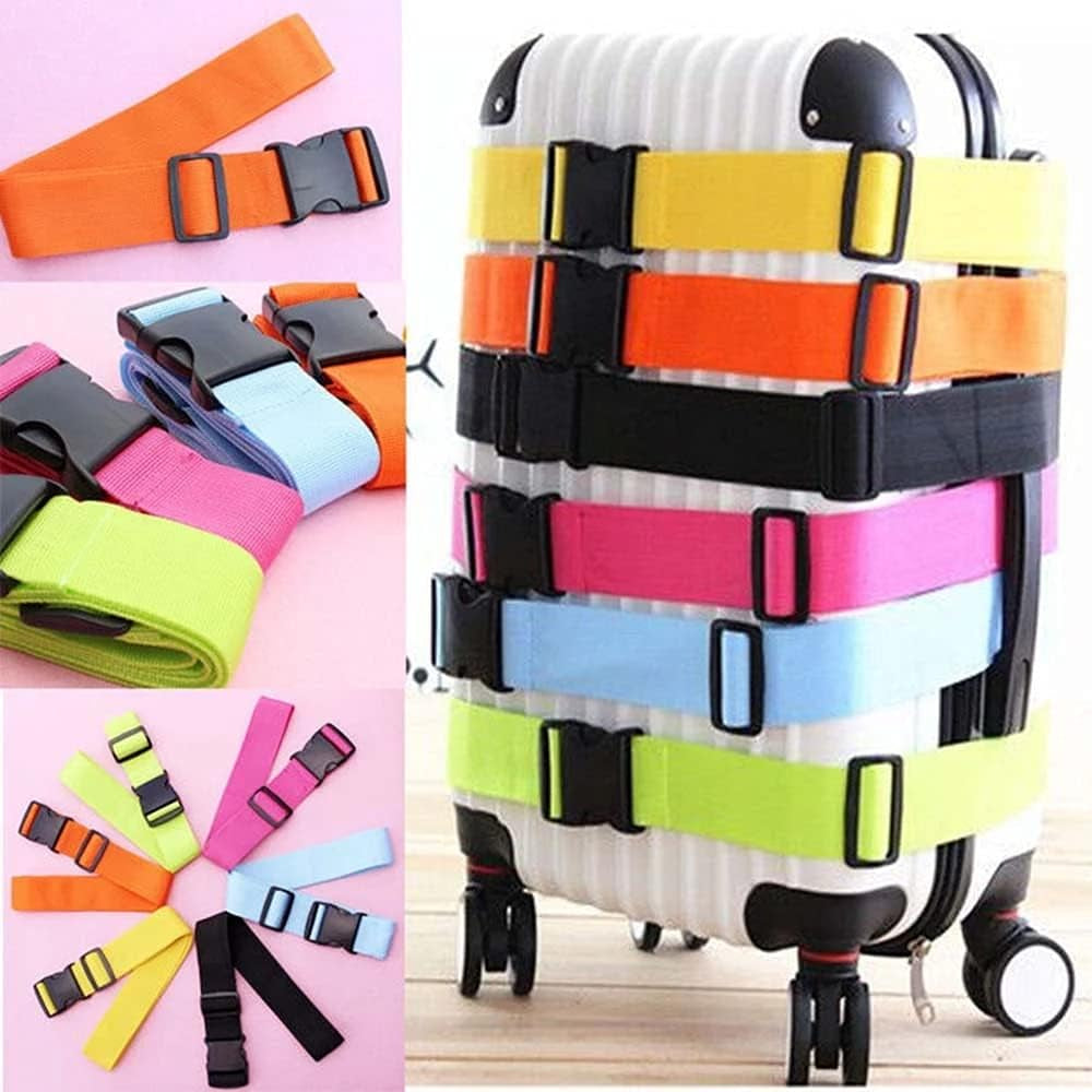 2 Pack Suitcase Belts, Adjustable Luggage Straps, Bright Colors Travel Packing Straps with Quick Release Buckle (Pink)
