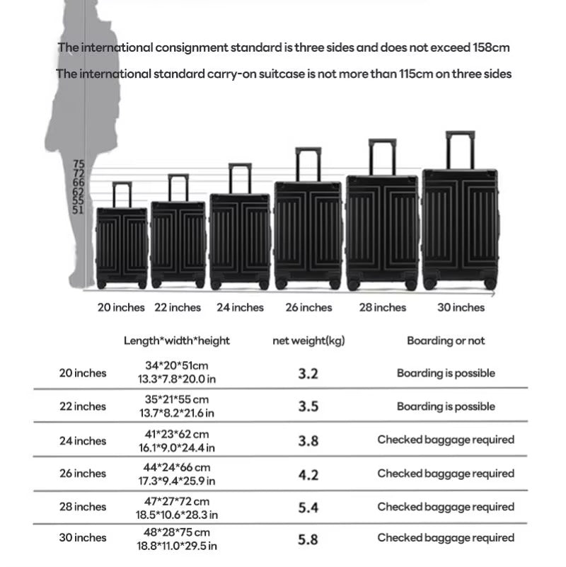 Premium Aluminum-Magnesium Alloy Luggage – 20", 24", 28" | Durable, Lightweight & Stylish Silver | Grey | Blue | Black