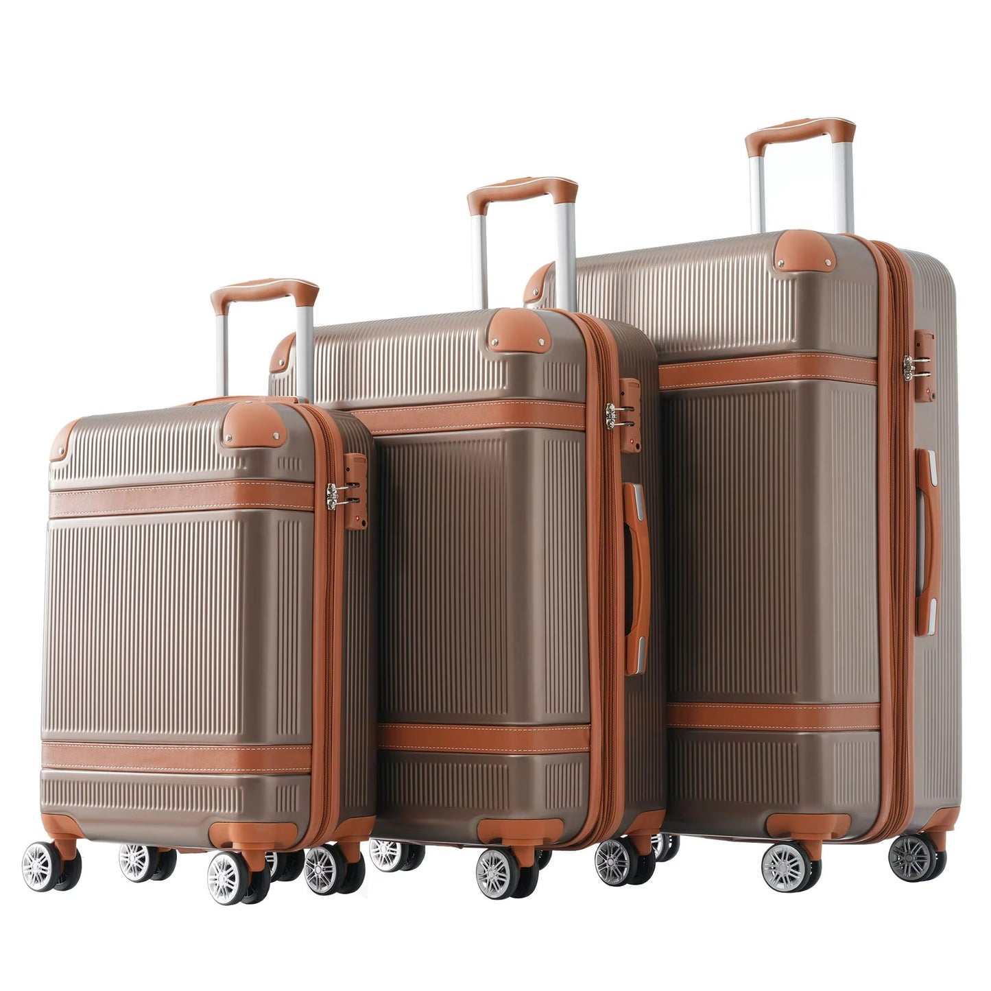 3 Pcs Luggage Travel Suitcase with 8 Spinner Wheels TSA Lock Collision-Protection Angle Travel Rolling Luggage 20'' 24'' 28''