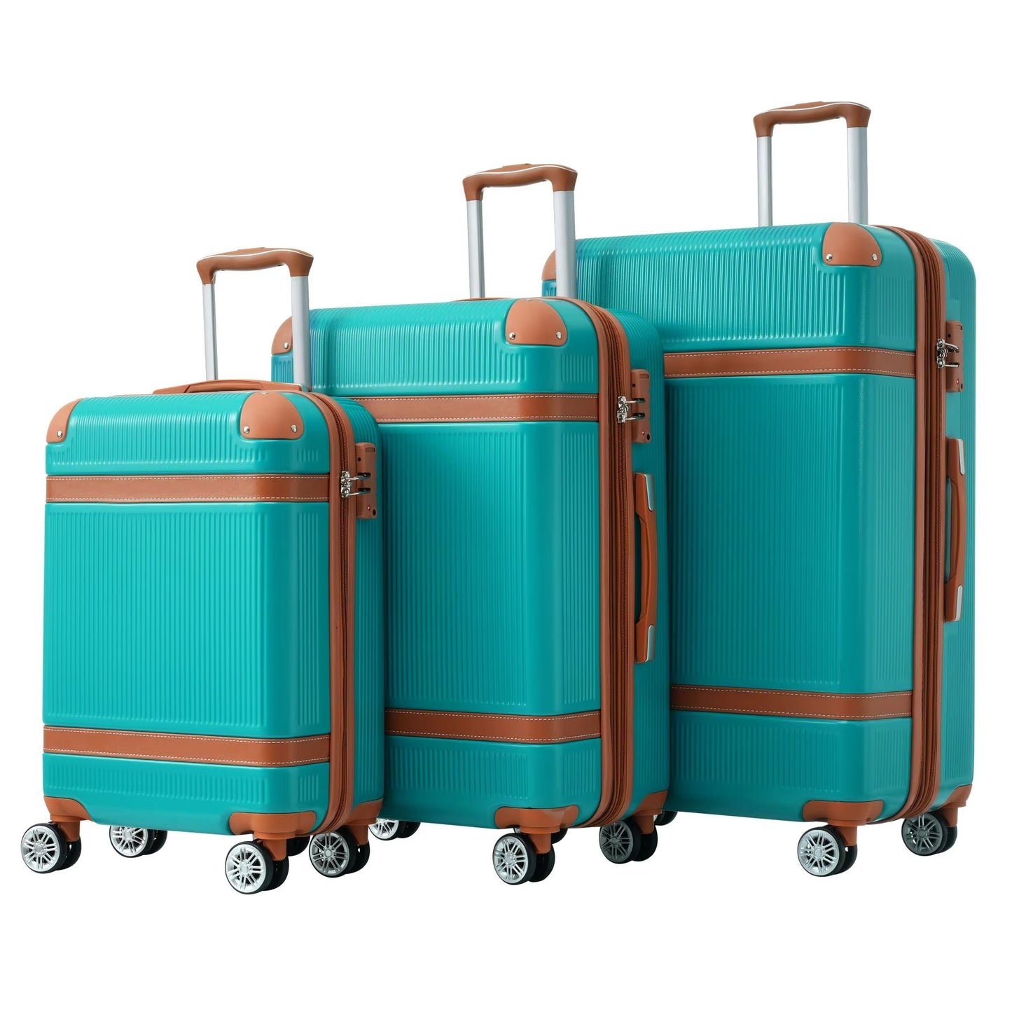 3 Pcs Luggage Travel Suitcase with 8 Spinner Wheels TSA Lock Collision-Protection Angle Travel Rolling Luggage 20'' 24'' 28''
