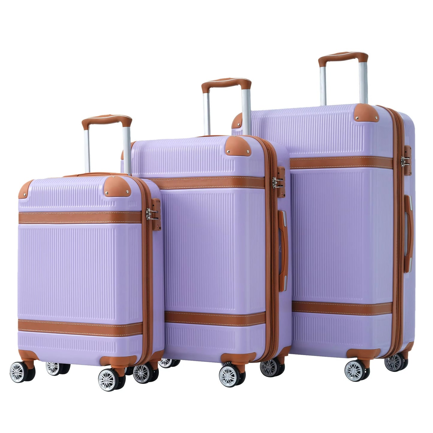 3 Pcs Luggage Travel Suitcase with 8 Spinner Wheels TSA Lock Collision-Protection Angle Travel Rolling Luggage 20'' 24'' 28''