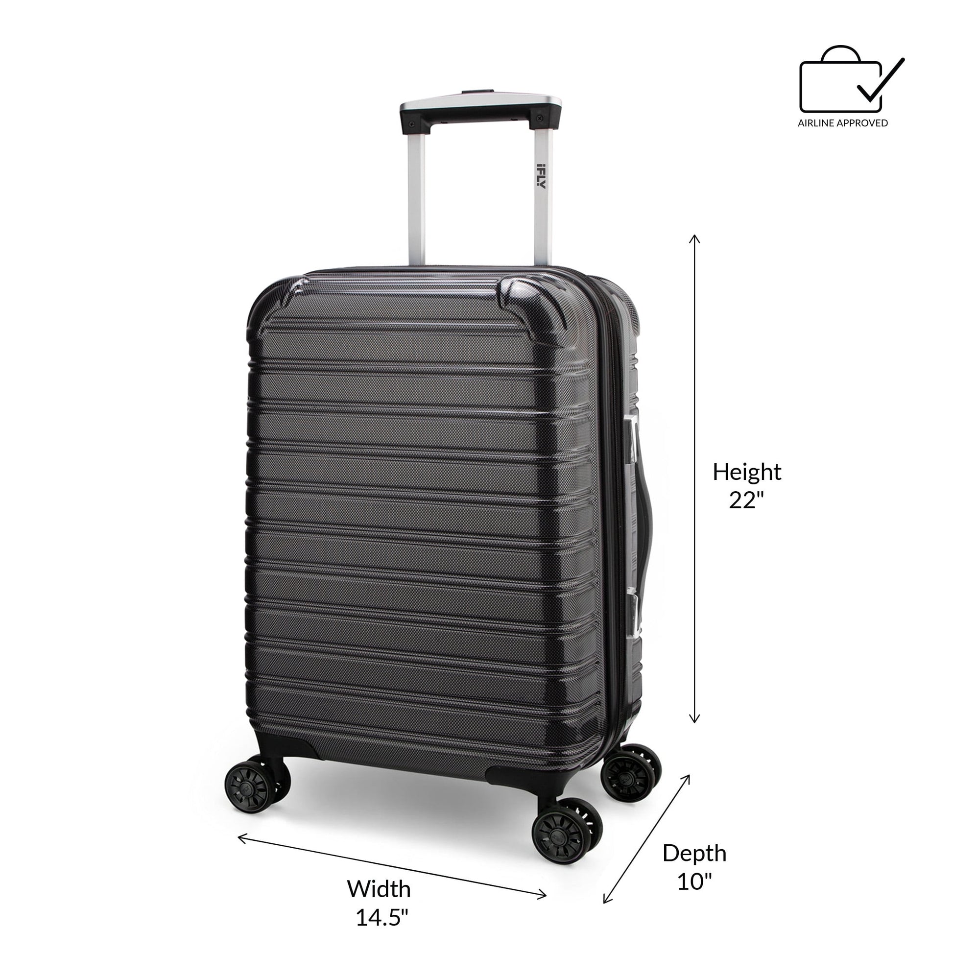 (3 Pack)  Hardside Fibertech Luggage 28" Checked Luggage, Black