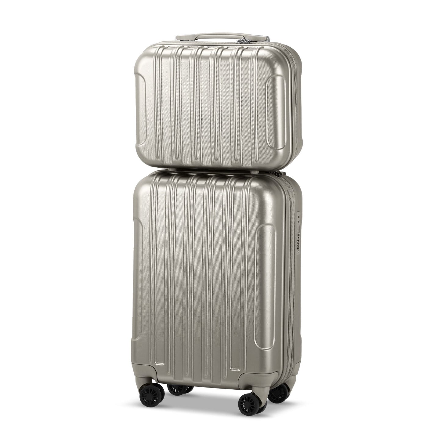 2 Piece Luggage Set, 20" Carry-On Expandble ABS+PC Luggage Hardside Lightweight Suitcase, 14" Mini Cosmetic Cases, Gray
