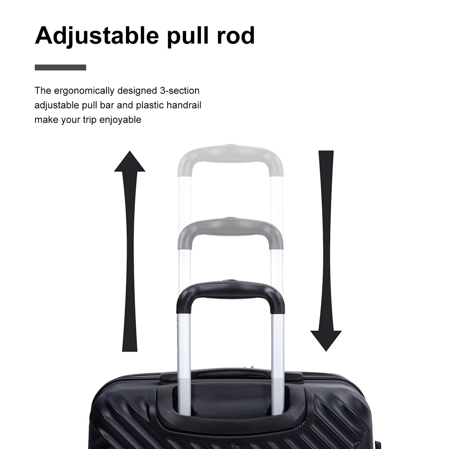 5 Piece Hardside Luggage Set Hardshell Expandable Lightweight Suitcase TSA Lock Spinner Wheels with Duffel Bag.(Black)