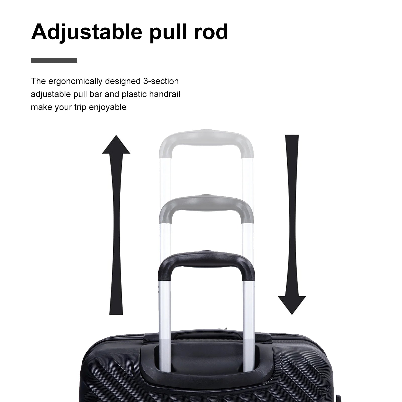 5 Piece Hardside Luggage Set Hardshell Expandable Lightweight Suitcase TSA Lock Spinner Wheels with Duffel Bag.(Black)