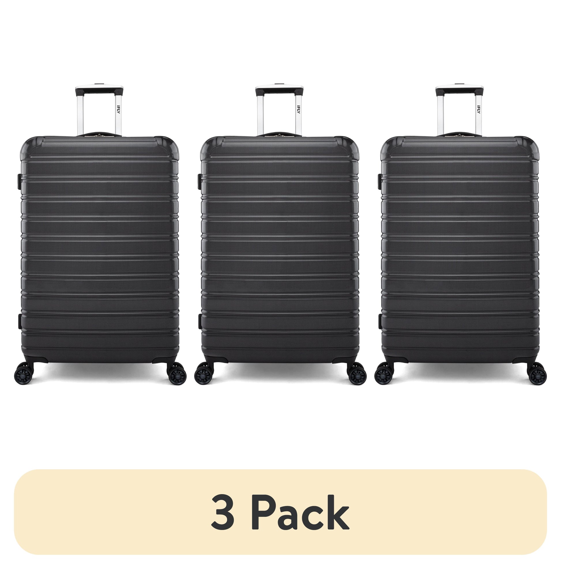 (3 Pack)  Hardside Fibertech Luggage 28" Checked Luggage, Black