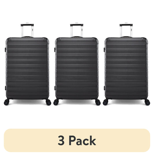 (3 Pack)  Hardside Fibertech Luggage 28" Checked Luggage, Black
