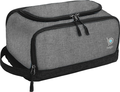 Travel Toiletry Bag for Men and Women Nylon Dopp Kit Shaving Bag Organizer - Small Water-Resistant, Mens Toiletry Bag Travel Kit Shaving Case (Dop-Snowgray)