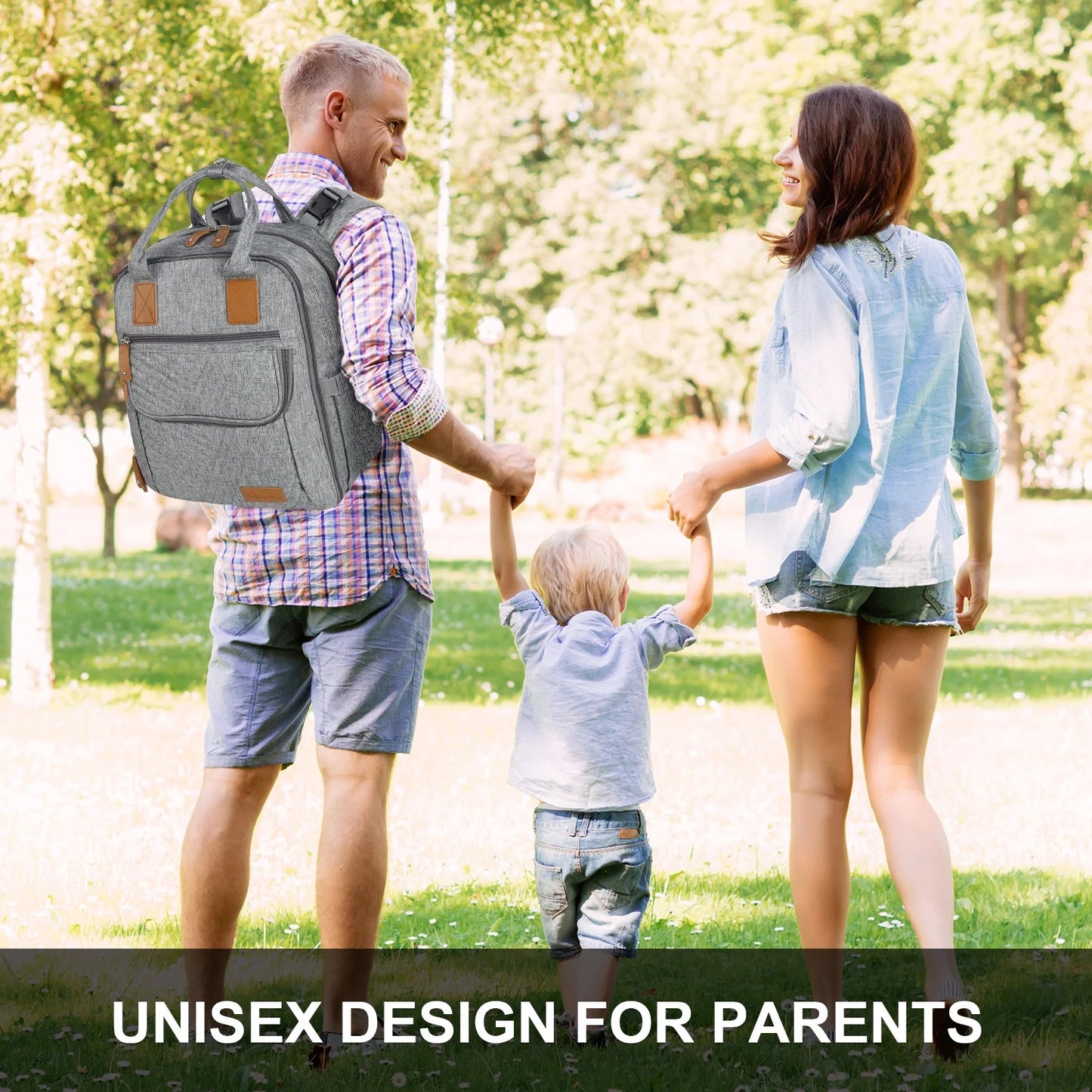 Diaper Bag Backpack, Baby Travel Bags for Boys Girls with Stroller Straps