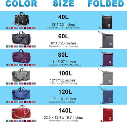 Large Foldable Duffel Bags for Traveling Women & Men - 80L Packable Duffle Bag for Travel with Shoe Compartment - Water Repellant, Heavy Duty, Lightweight Folding & Collapsible (Snowpink)