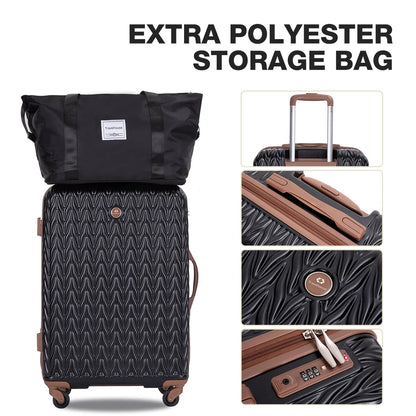Luggage Set 3 Piece Hardside Suitcase TSA Lock Spinner Wheels Hardshell Luggage with Duffel Bag.(Black)