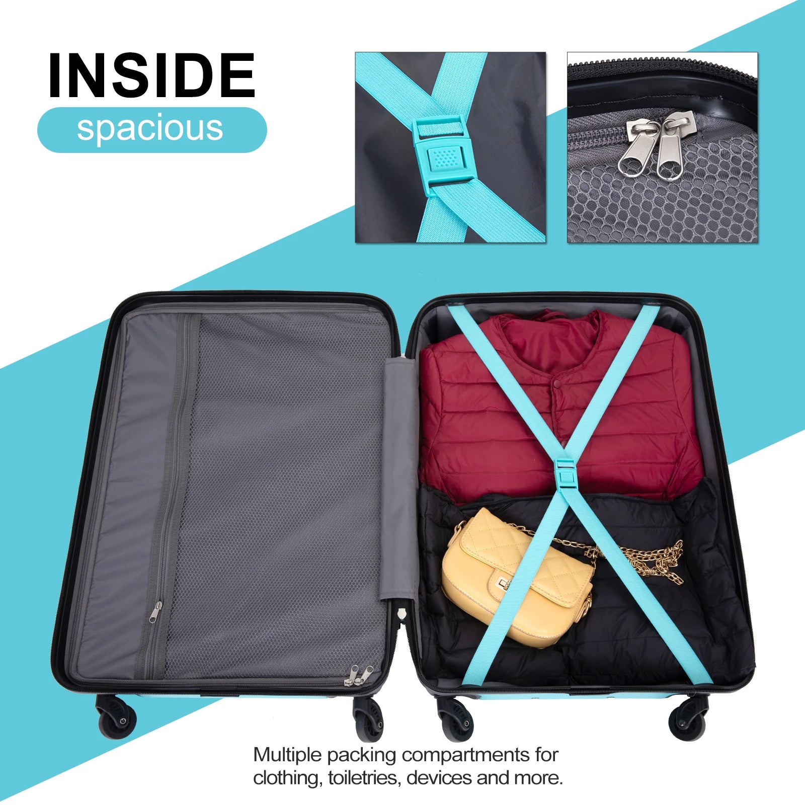 3 Piece Luggage Sets,Pc Hardside Suitcase with Expandable,Spinner Wheels, TSA Lock,Carry on Luggage Set