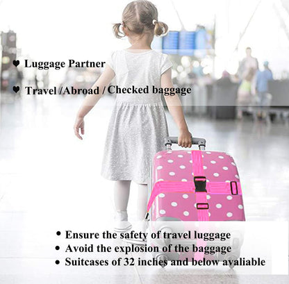 2 Pack Suitcase Belts, Adjustable Luggage Straps, Bright Colors Travel Packing Straps with Quick Release Buckle (Pink)