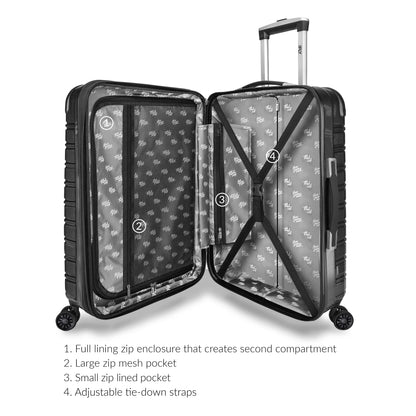 (3 Pack)  Hardside Fibertech Luggage 28" Checked Luggage, Black