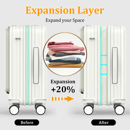 4  Luggage Sets PC Hardside Spinner Luggage -（Expandable Suitcase20"24"）28-In Checked Luggage