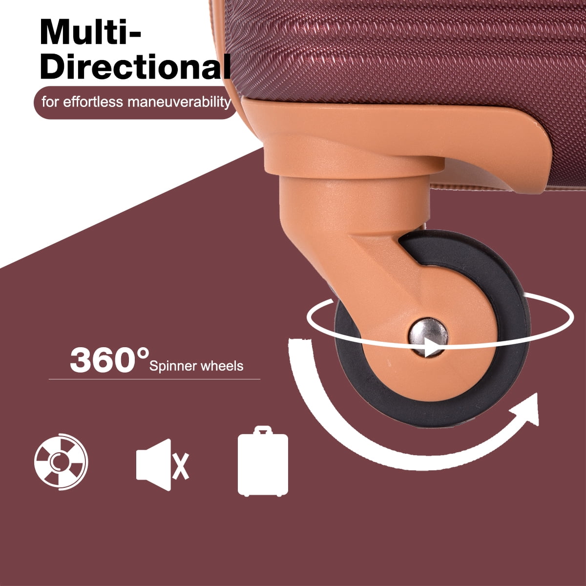3-Piece Travel Set – 20” Hardside Carry-On Luggage with Duffel Bag and Memory Foam Travel Pillow (Wine Red)