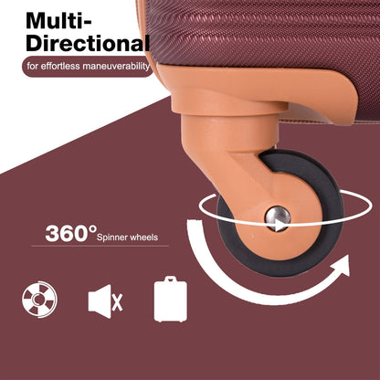 3-Piece Travel Set – 20” Hardside Carry-On Luggage with Duffel Bag and Memory Foam Travel Pillow (Wine Red)