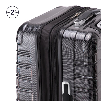 (3 Pack)  Hardside Fibertech Luggage 28" Checked Luggage, Black