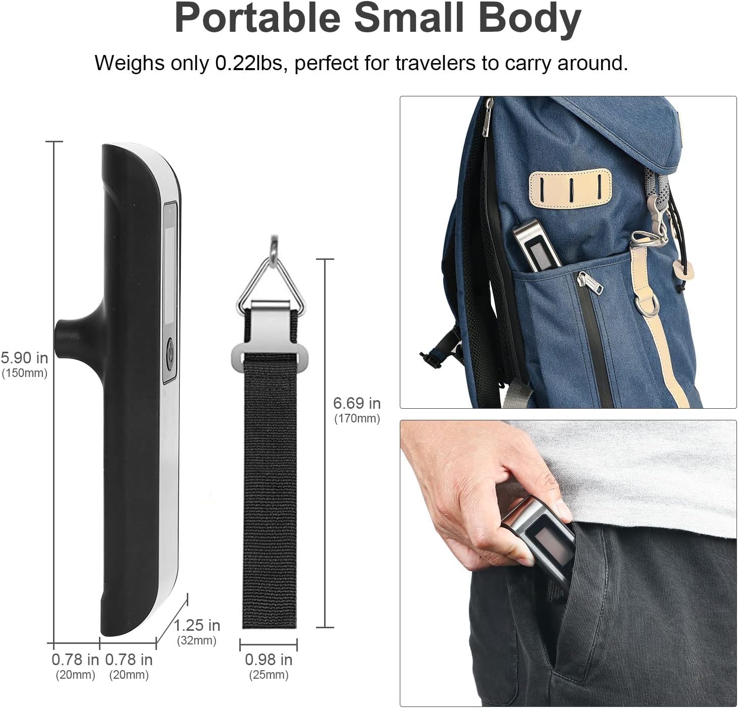 Luggage Scale, Portable Digital Hanging Baggage Scale for Travel, Suitcase Weight Scale with Rubber Paint, 110 Pounds, Battery Included