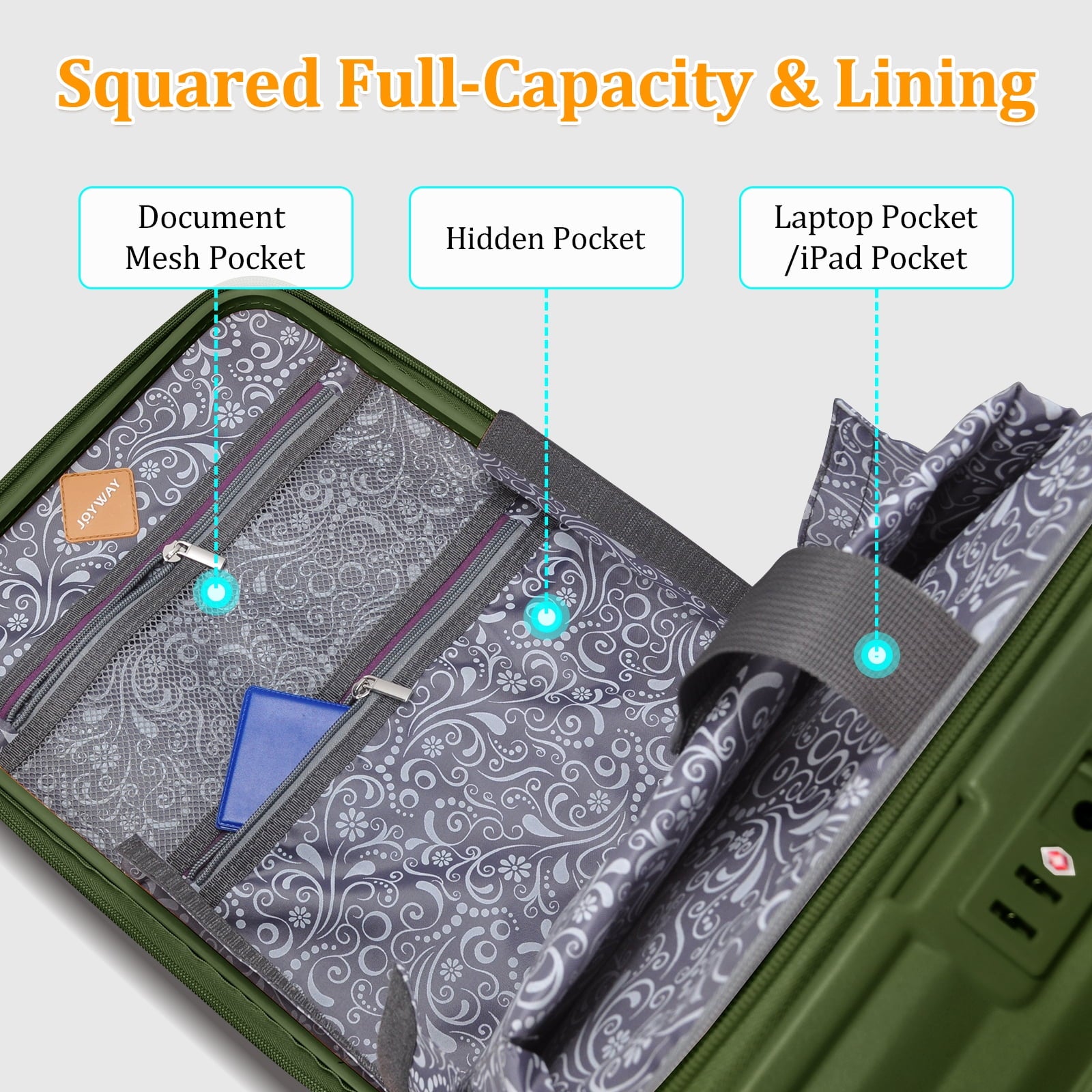 4  Luggage Sets PC Hardshell Front-Opening Spinner Luggage Set – Lightweight, Durable & TSA-Approved (Green)