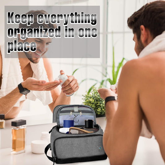 Travel Toiletry Bag for Men and Women Nylon Dopp Kit Shaving Bag Organizer - Small Water-Resistant, Mens Toiletry Bag Travel Kit Shaving Case (Dop-Snowgray)