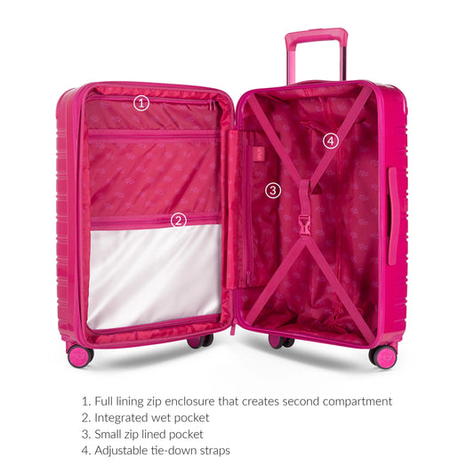 Hardside Fibertech 3.0 24" Checked Luggage, Very Berry