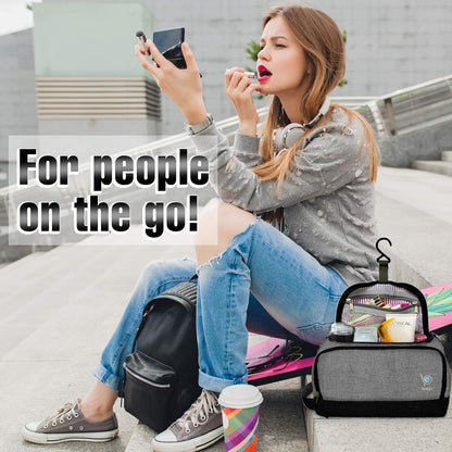 Travel Toiletry Bag for Men and Women Nylon Dopp Kit Shaving Bag Organizer - Small Water-Resistant, Mens Toiletry Bag Travel Kit Shaving Case (Dop-Snowgray)