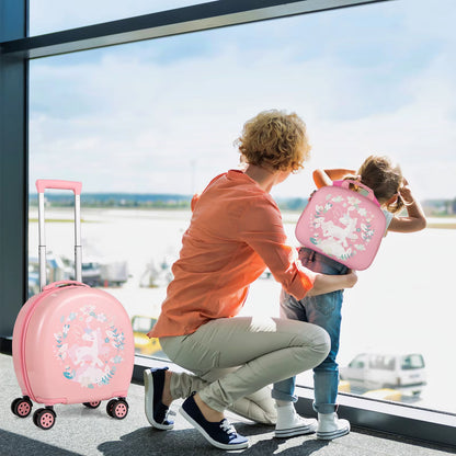 4-Piece Kid'S Luggage Set W/ 14" Carry-On Hardside Spinner Toddler Luggage