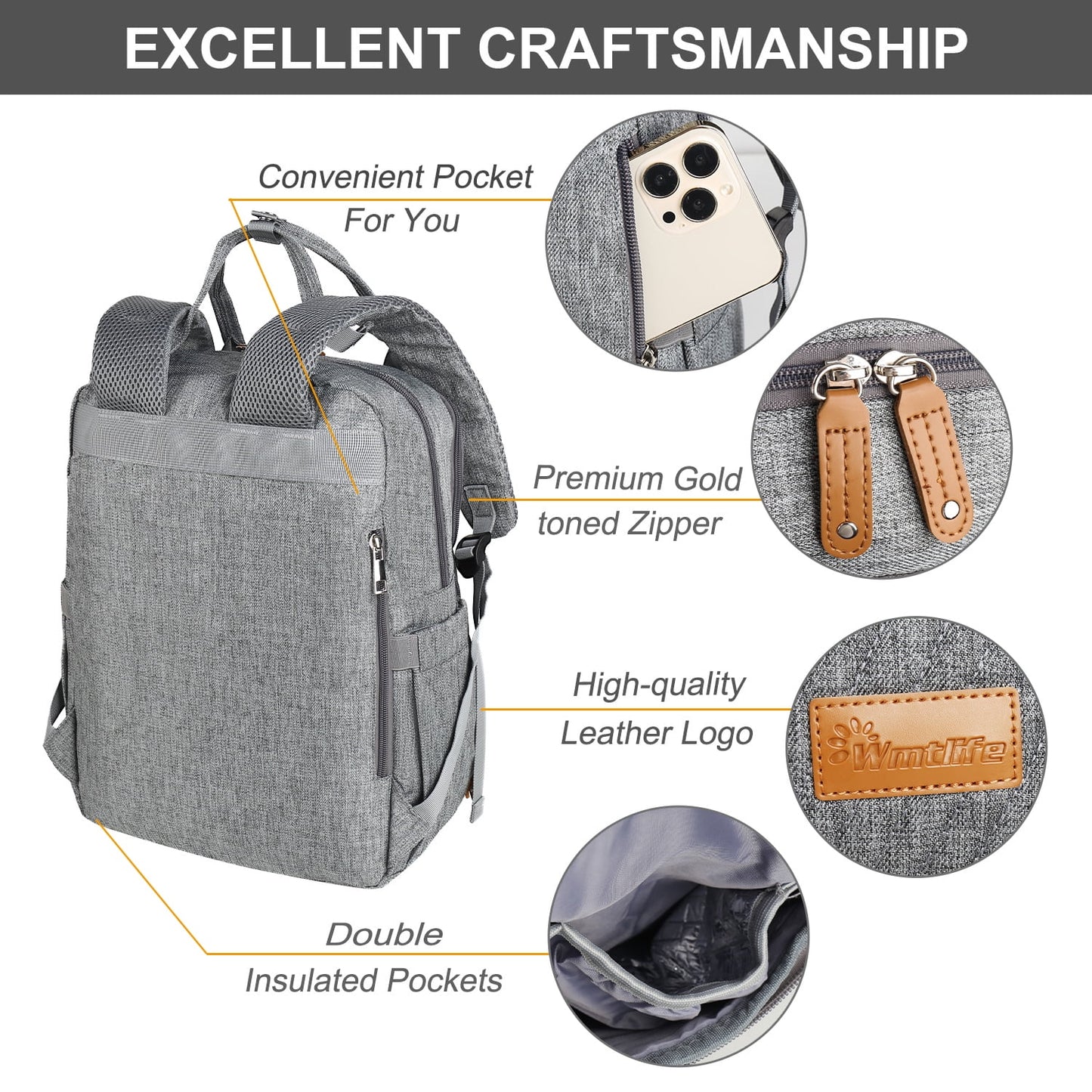 Diaper Bag Backpack, Baby Travel Bags for Boys Girls with Stroller Straps