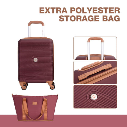 3-Piece Travel Set – 20” Hardside Carry-On Luggage with Duffel Bag and Memory Foam Travel Pillow (Wine Red)