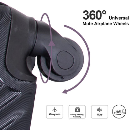 5 Piece Hardside Luggage Set Hardshell Expandable Lightweight Suitcase TSA Lock Spinner Wheels with Duffel Bag.(Black)
