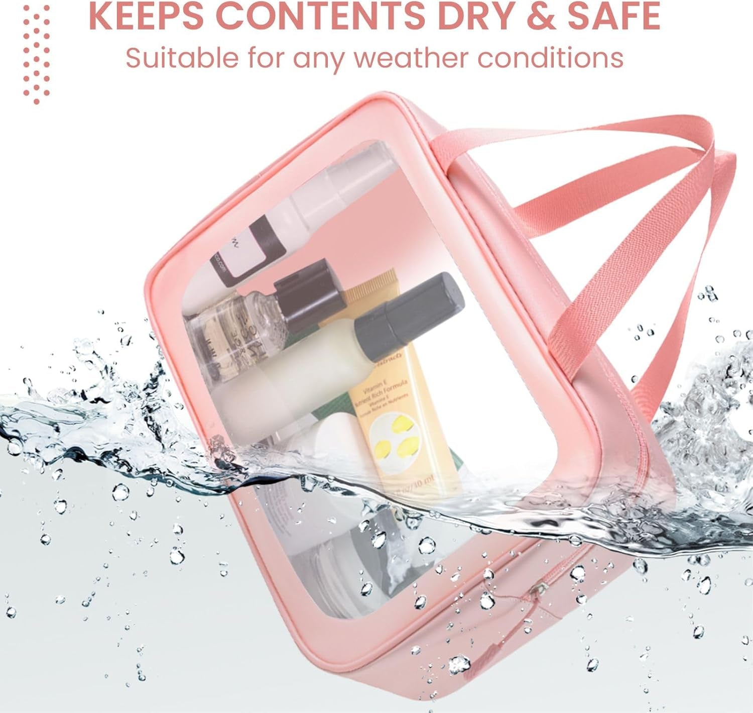 Travel Toiletry Bag for Women Men -Waterproof, Clear, Portable and Cute Makeup Cosmetic Bag Set (3-Pink)